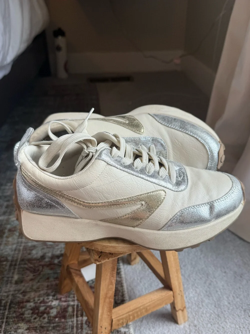 Dolce Vita silver gold cream platform sneakers - 8.5